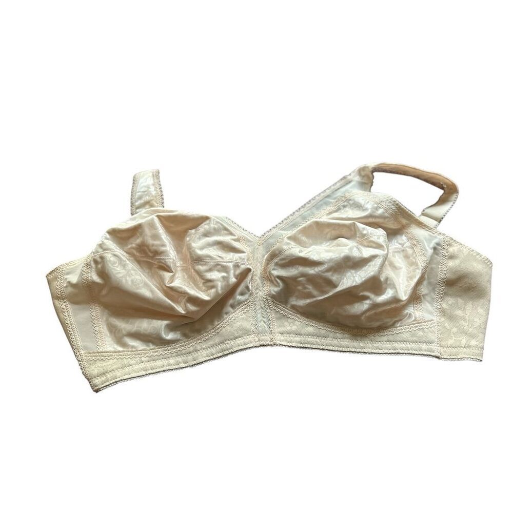 Playtex Women's 18 Hour‎ Wirefree T-Shirt Bra 46D Beige Floral Lace nwot